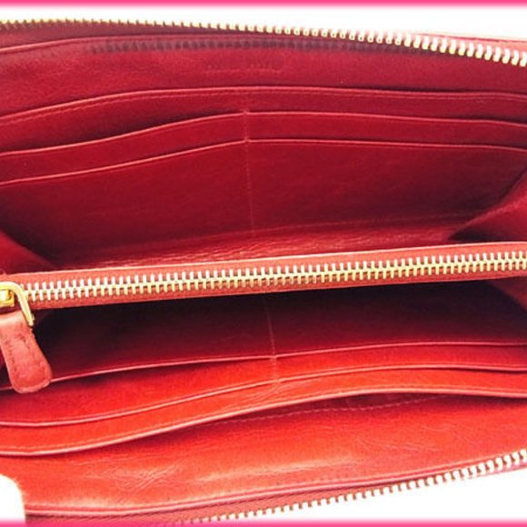 miumiu Wallet Purse Long Wallet Materasse Red Gold Woman Authentic Used - Picture 4 of 4